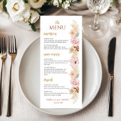 Menu Boho Floral Élégant Bohème Mariage de ton de la Te