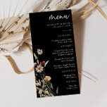 Menu Boho Floral Mariage<br><div class="desc">Ce menu de mariage élégant et élégant présente de magnifiques fleurs sauvages aquarellés peints à la main et disposés comme un joli bouquet parfait pour le printemps,  l'été ou les mariages de automne. Trouvez les objets correspondants dans la collection de Mariages Fleurs sauvages Moody Black Boho.</div>