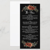 Menu Boho Floral Terracotta Lunatique (Devant / Derrière)