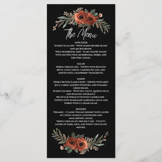 Menu Boho Floral Terracotta Lunatique (Devant)