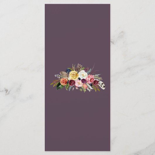 Menu Boho Gold Dîner Floral Tropical (Dos)