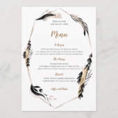 Menu Boho Gold et Black Feather Feuilles   de cadre Mar (Devant)