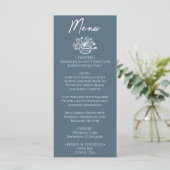 Menu Boho Marina Bleu Mariage Floral Dessiné à la Main (Debout devant)