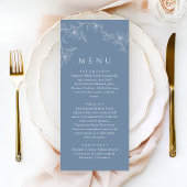 Menu Boho Minimalist Dusty Blue Wedding Dinner