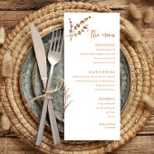 Menu Boho Minimalist Orange Floral Mariage