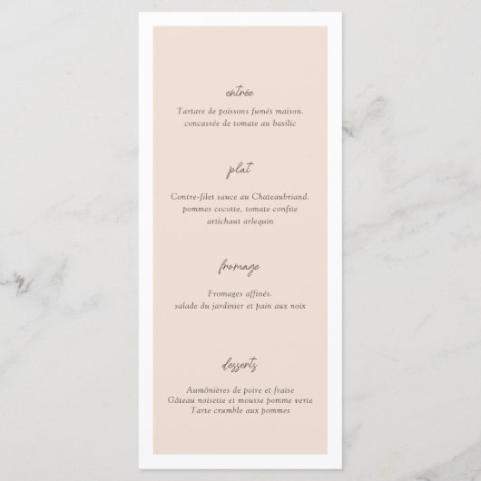 Menu Boho minimaliste Vases Mariage (Dos)