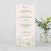 Menu Boho Neutral Blanc Aquarelle Fleur sauvage Mariage (Debout devant)