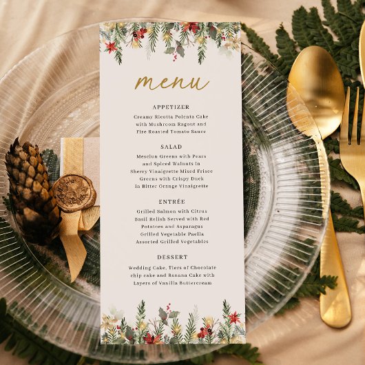 Menu Boho Noël Pine Tree éclaire un mariage élégant