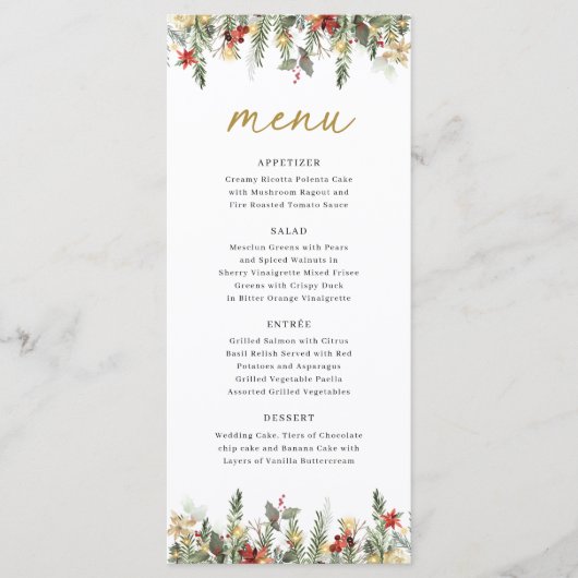 Menu Boho Noël Pine Tree éclaire un mariage élégant (Devant)