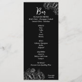 Menu Boho noir blanc à double face Mariage à fleurs Bar (Dos)