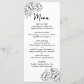 Menu Boho noir blanc à double face Mariage à fleurs Bar (Devant)