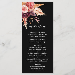 Menu Boho Noir Bourgogne Terracotta Mariage Floral