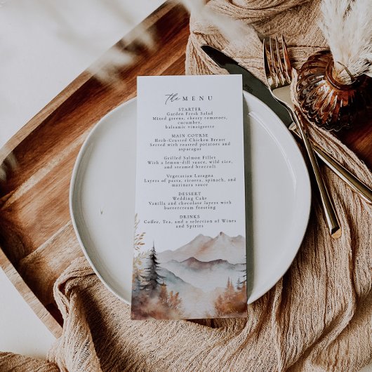 Menu Boho Outdoor Mountain Mariage