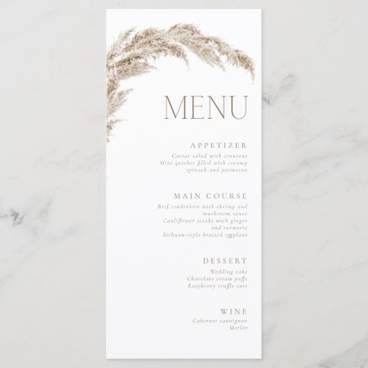 Menu Boho Pampas Grass (Devant)