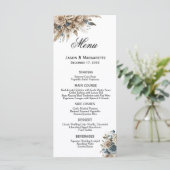 Menu Boho Pampas Grass Dusty Blue Florals Modern  (Debout devant)