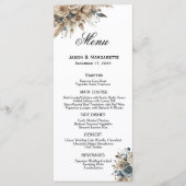 Menu Boho Pampas Grass Dusty Blue Florals Modern  (Devant)