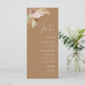 Menu Boho Pampas Grass séché Tropical Brown Mariage (Debout devant)
