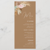 Menu Boho Pampas Grass séché Tropical Brown Mariage (Devant)