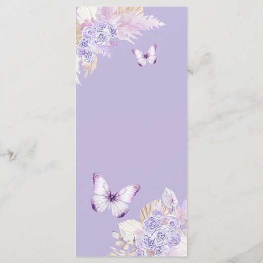 Menu Boho papillon pourpre Floral Princesa Quinceañera (Dos)
