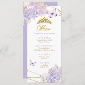 Menu Boho papillon pourpre Floral Princesa Quinceañera (Devant / Derrière)