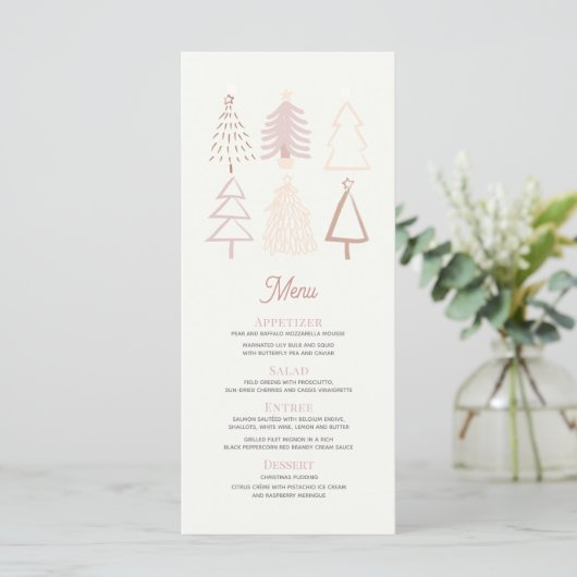 Menu Boho Pink Christmas Trees Fête de Noël (Debout devant)