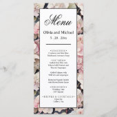 Menu Boho rose aquarelle hydrangée fleurie Mariage (Devant)