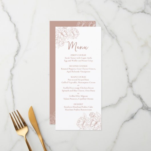 Menu Boho Rose Boho Rose Boho à deux côtés Boisson Mari (Devant/Arrière en situation)