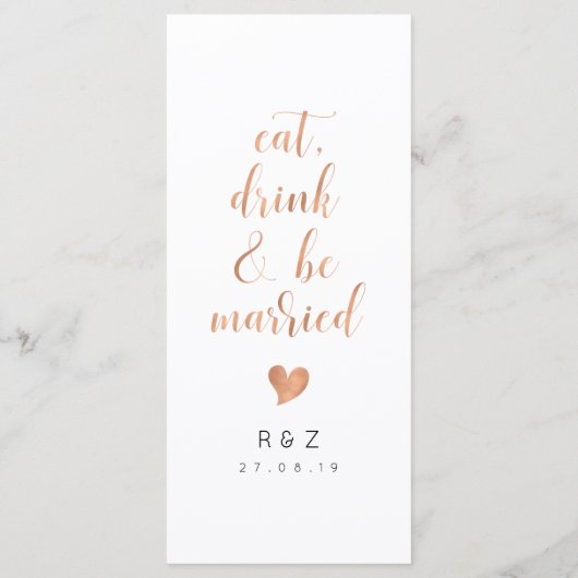 Menu Boho Rose Gold Mariage (Dos)