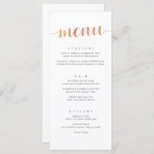 Menu Boho Rose Gold Mariage (Devant / Derrière)