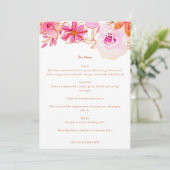 Menu Boho Rose Orange Floral Chic Mariage personnalisé (Debout devant)