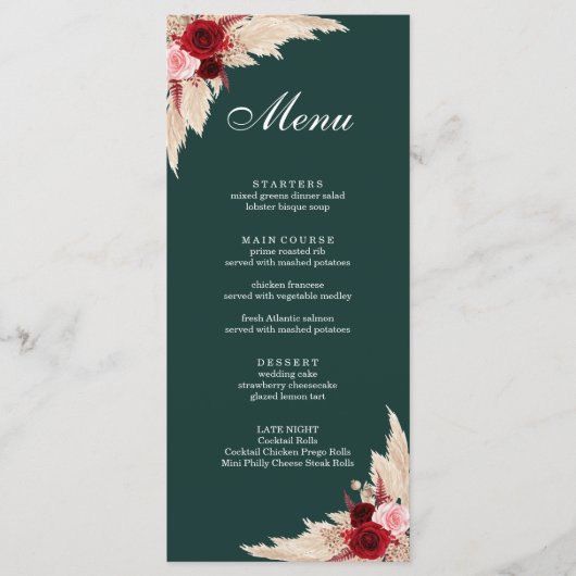 Menu Boho Roses de Bourgogne et Herbe des Pampas (Devant)