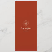 Menu Boho rouge moderne floral mariage chinois (Dos)