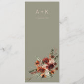 Menu Boho Rust & Chute Neutre Floral Vert Mariage II (Dos)