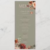 Menu Boho Rust & Chute Neutre Floral Vert Mariage III (Devant)