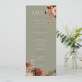 Menu Boho Rust & Chute Neutre Floral Vert Mariage III (Debout devant)