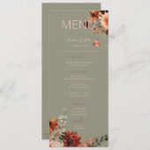 Menu Boho Rust & Chute Neutre Floral Vert Mariage III (Devant / Derrière)
