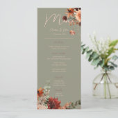 Menu Boho Rust & Chute Neutre Floral Vert Mariage IV (Debout devant)