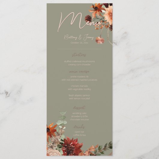 Menu Boho Rust & Chute Neutre Sage Floral Sage Vert Scr (Devant)
