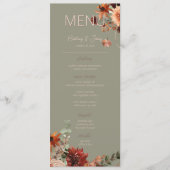 Menu Boho Rust & Chute Neutre Sage Floral Vert Imprimer (Devant)
