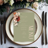 Menu Boho Rust & Neutral Sage Green Fall Floral Mariage