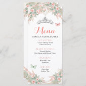 Menu Boho Sage Green Blush Pink Royal Quinceañera (Devant / Derrière)