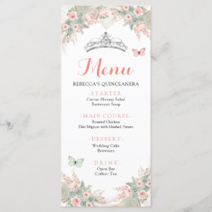 Menu Boho Sage Green Blush Pink Royal Quinceañera