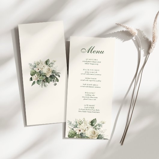 Menu Boho Sage vert et Mariage de fleurs d'ivoire