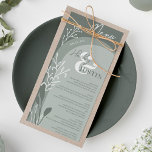 Menu Boho sauge vert fleuri noms script arche mariage<br><div class="desc">Un menu mariage audacieux et rustique moderne dans le désert boho. Tout le texte,  les noms et les couleurs arrière - plans sont personnalisables,  photo en arc rustique avec bohème vert olive sauge. avec éditable floral séché pampas herbe.</div>