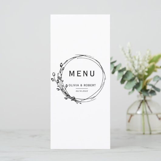 Menu Boho style rustique Mariage floral simple (Debout devant)