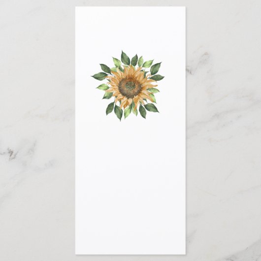 Menu Boho Sunflower Rustique Fleur sauvage Mariage plat (Dos)