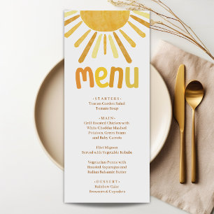 Menu Boho Sunshine Baby shower jaune