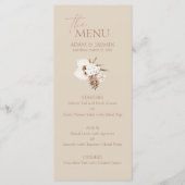 Menu Boho Terracotta Beige Pampas Grass Mariage Floral (Devant)