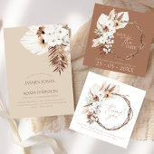 Menu Boho Terracotta Beige Pampas Grass Mariage Floral