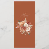 Menu Boho Terracotta Dahlia Rose Mariage élégant (Dos)